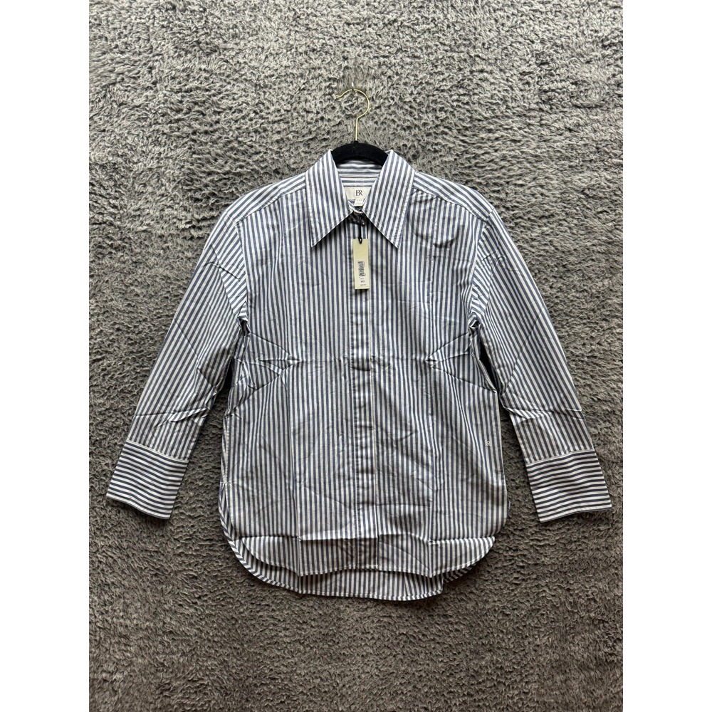 NWT Banana Republic‎ Long Sleeve Oversized Shirt Navy Stripe Womens Size P2XS
